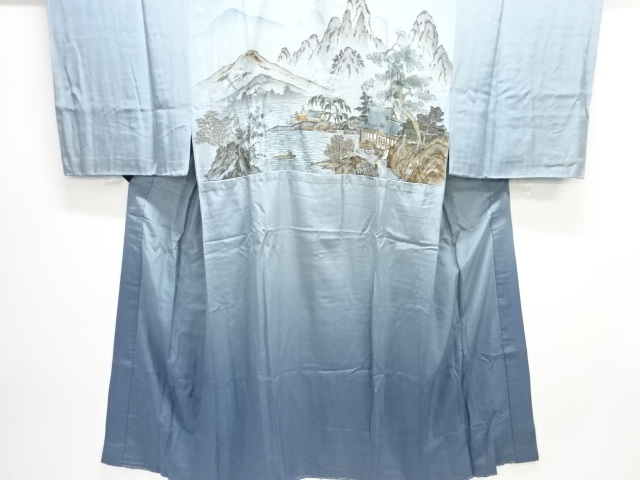 JAPANESE KIMONO / ANTIQUE MENS HITOE JUBAN / SILK / SCENERY